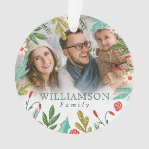 Reindeer & Festive Florals Monogramme Famille Phot