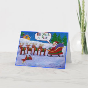 Reindeer Flat Christmas Card Feestdagen Kaart