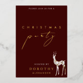 Reindeer Foil Noël Fête Invitation (Recto)