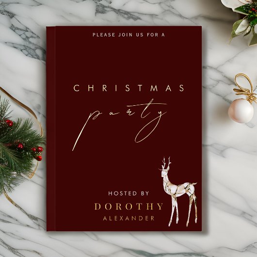 Reindeer Foil Noël Fête Invitation