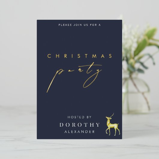 Reindeer Foil Noël Fête Invitation (Debout devant)