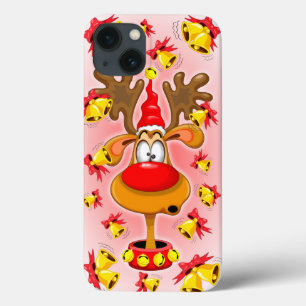 Reindeer Fun-kerstCartoon met Bells Alarms iPhone 13 Hoesje