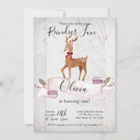 Reindeer Fun première invitation d'anniversaire