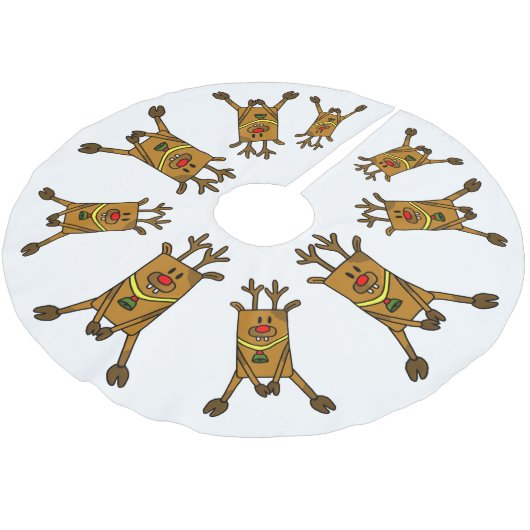 Reindeer Funny Drawing on White Kerstboom Rok (Gekanteld)