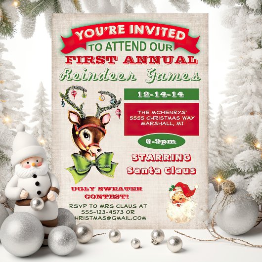 Reindeer Games Fête de Noël Invitation