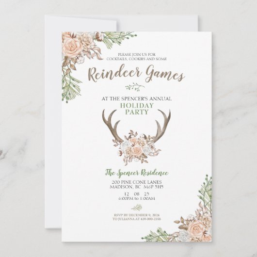 Reindeer Games Fête Invitation (Devant)