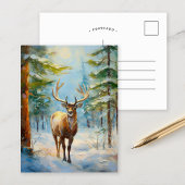 Reindeer in a Winter Forest Modern Art Briefkaart