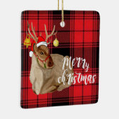 Reindeer Jingle Bell Pset Merry kerstboom Keramisch Ornament (Rechts)