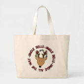 Reindeer Jingle Bells Tshirts en Gifts Grote Tote Bag (Voorkant)