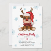 Reindeer Joyeux Noël Fête Invitation (Devant)