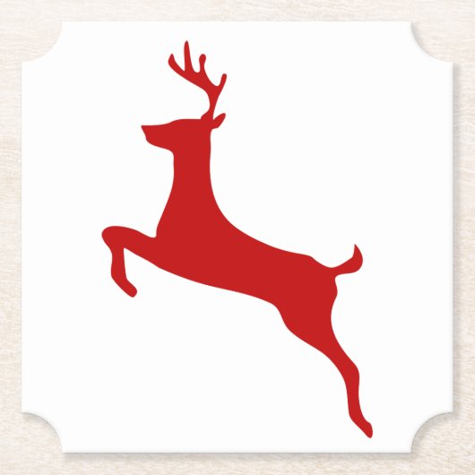 Reindeer Jump Red Silhouette Koelbox Kartonnen Onderzetters (Voorkant)