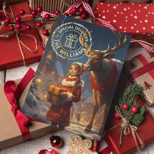 Reindeer Livraison spéciale Pile Carte de Noël