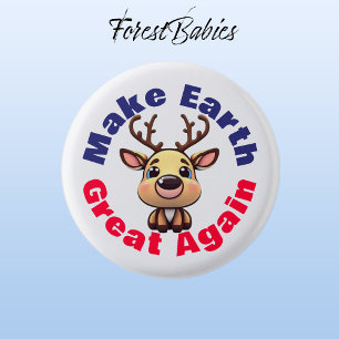 ReinDeer, maak de aarde weer geweldig, milieu Ronde Button 3,2 Cm