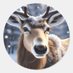 Reindeer Magic: Close-up van de loyale metgezel va Ronde Sticker