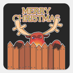 Reindeer Merry-kerstaker Vierkante Sticker