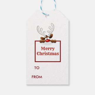 Reindeer Merry Kerstmis Cadeaulabel
