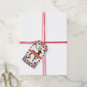Reindeer Merry Kerstmis Holly Wreath Cadeaulabel (Met Touw)