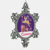 Reindeer met de naam snowflake-kerstversiering tin sneeuwvlok ornament (Links)