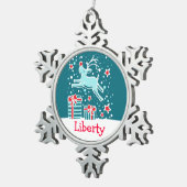 Reindeer met de naam snowflake-kerstversiering tin sneeuwvlok ornament (Rechts)