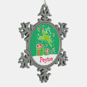 Reindeer met de naam snowflake-kerstversiering tin sneeuwvlok ornament (Links)