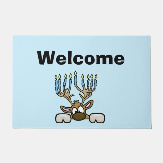 Reindeer met Menorah Antlers Chrismukkah Doormat Deurmat (Voorkant)
