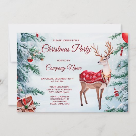 Reindeer Noël Fête Invitation (Devant)