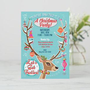 Reindeer Noël Invitation à la fête de Noël