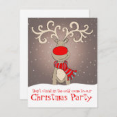 Reindeer noël invitation doux gris (Devant / Derrière)