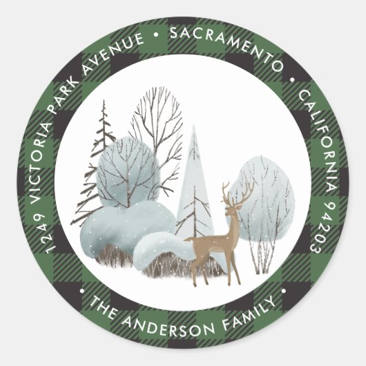 Reindeer Noël Retourner Adresse Étiquettes (Devant)