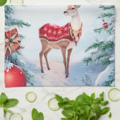 Reindeer Noël Vacances Serviette de cuisine (Plié)