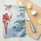 Reindeer Noël Vacances Serviette de cuisine (Quart Plié)