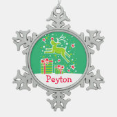 Reindeer nommé ornement de Noël flocon de neige (Devant)