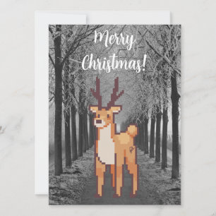 Reindeer, pixelart, Pixel Art Merry Christmas  Feestdagenkaart
