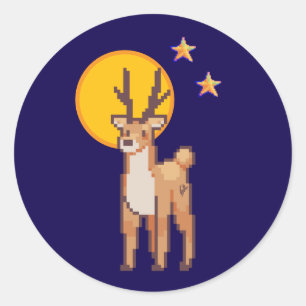 Reindeer, Pixelart, Pixel Art  Ronde Sticker