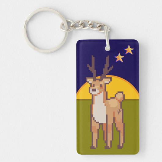 Reindeer, Pixelart, Pixel Art  Sleutelhanger (Voorkant)