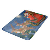 Reindeer Pulling Santa Claus Sleigh | Kerstmis Badmat (Gekanteld)