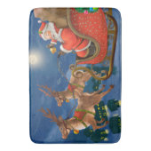 Reindeer Pulling Santa Claus Sleigh | Kerstmis Badmat (Voorkant Verticaal)