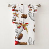 Reindeer Puzzled Funny Kerstpersonage Bad Handdoek (Insitu)