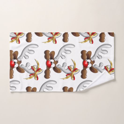 Reindeer Puzzled Funny Kerstpersonage Bad Handdoek (Handdoek)