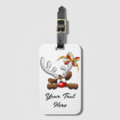 Reindeer Puzzled Funny Kerstpersonage Bagagelabel (Voorkant (verticaal))
