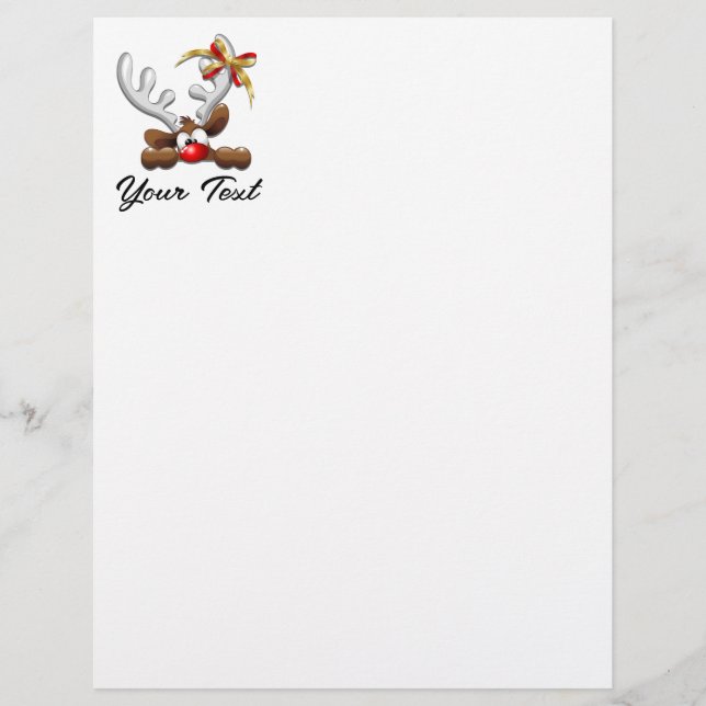Reindeer Puzzled Funny Kerstpersonage Briefhoofd (Voorkant)