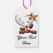 Reindeer Puzzled Funny Kerstpersonage Cadeaulabel (Voorkant)