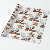 Reindeer Puzzled Funny Kerstpersonage Cadeaupapier (Uitgerold)
