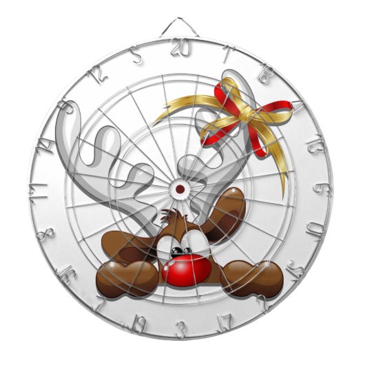 Reindeer Puzzled Funny Kerstpersonage Dartbord (Voorkant)