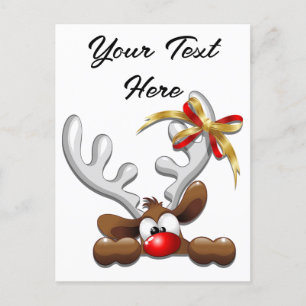 Reindeer Puzzled Funny Kerstpersonage Feestdagenkaart