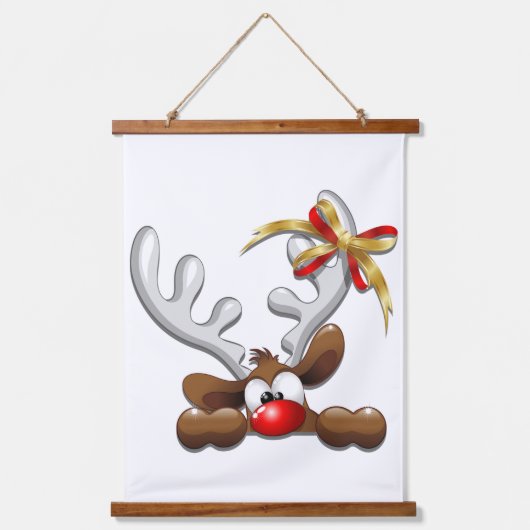 Reindeer Puzzled Funny Kerstpersonage Hangend Wandkleed (Voorkant)