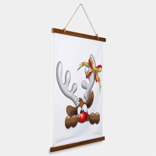 Reindeer Puzzled Funny Kerstpersonage Hangend Wandkleed (Gebogen)