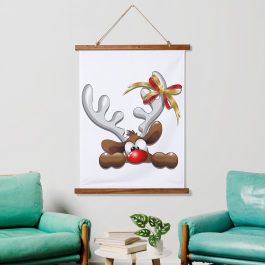 Reindeer Puzzled Funny Kerstpersonage Hangend Wandkleed (Woonkamer)
