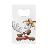Reindeer Puzzled Funny Kerstpersonage Kredietkaart Flessenopener (Achterkant)