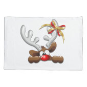 Reindeer Puzzled Funny Kerstpersonage Kussensloop (Achterkant)